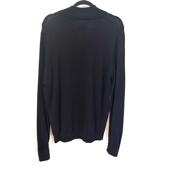 Nordstrom Mens Shop Black Sweater Size L Merino Wool Qtr Zip Pullover Classic - Picture 6 of 8